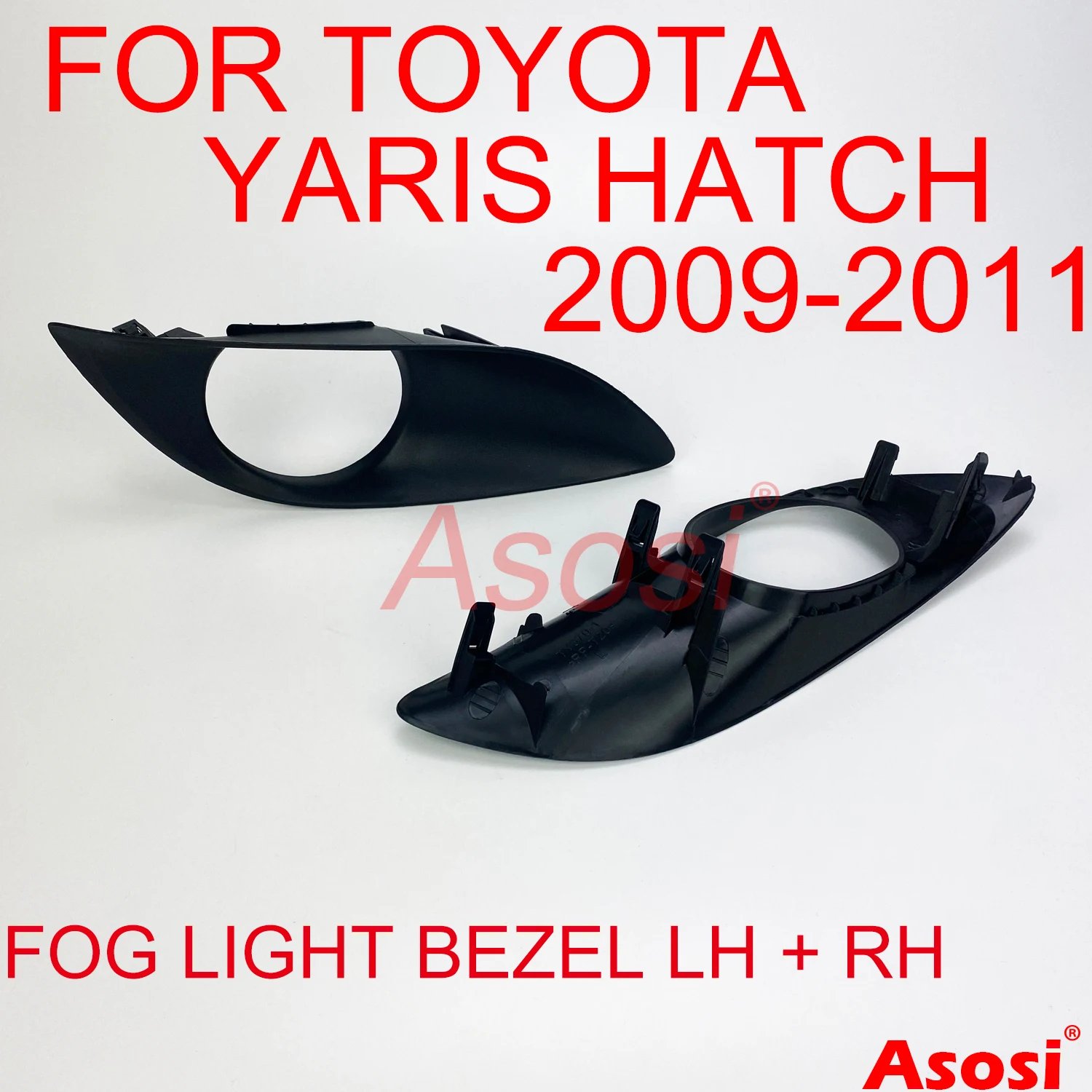 Front Bumper Fog Lights Bezel Trim Cover Frame For Toyota Yaris Hatchback 2 / 4 Door 2009 2010 2011 Left & Right Side Black