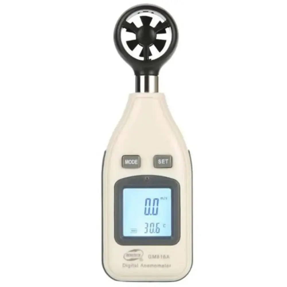 Handheld Mini Digital Anemometer LCD Backlight 9V Battery Powered Air Flow Tester GM816A Model Dual Wind&Temp Wind Gauge Tool