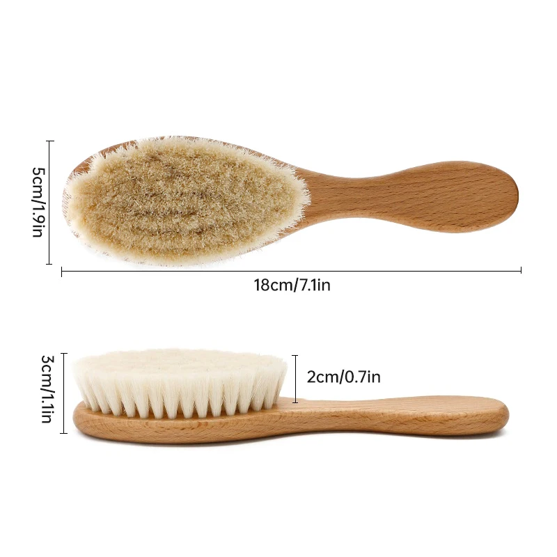 Wool Brush, Baby Brush, Shower Brush, Bath Brush, Massage, Hair Cushion, Beech Wood Air Cushion, Flat Comb Set