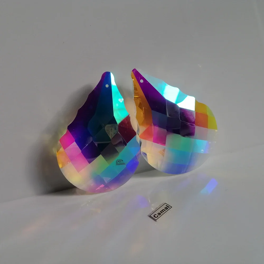 Camal 2Pcs 76mm Gourd Drop Crystal AB Color Suncatcher Chandelier Prisms Pendant Lamp Lighting Parts Home Lamp Wedding Window