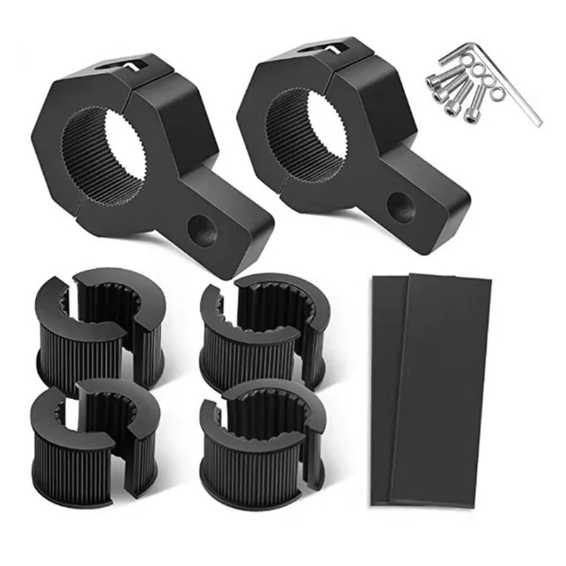 2 Piece Light Bar Mount Kit Black 19-30Mm Universal Work Light Tube Clamp Mounting Brackets Motorcycle Brackets 0.75 1 1.25Inch