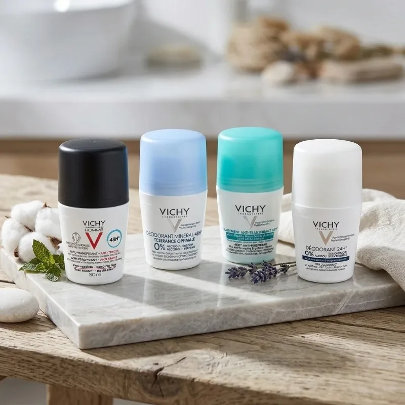 Desodorante Antitranspirante Vichy de 50 ml en Roll-On, Desodorante Cómodo y Resistente al Sudor, Desodorante de Larga Duración, Cuidado Refrescante para la Piel