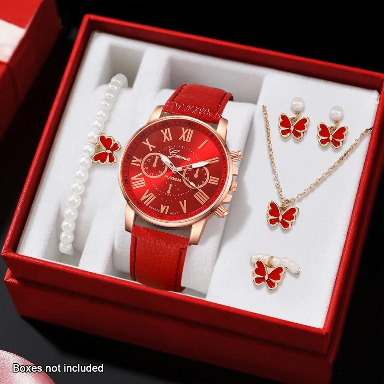 6-piece Women's Cute Quartz Watch with Necklace Set, Suitable for Daily Wear and Gift Giving - view 3