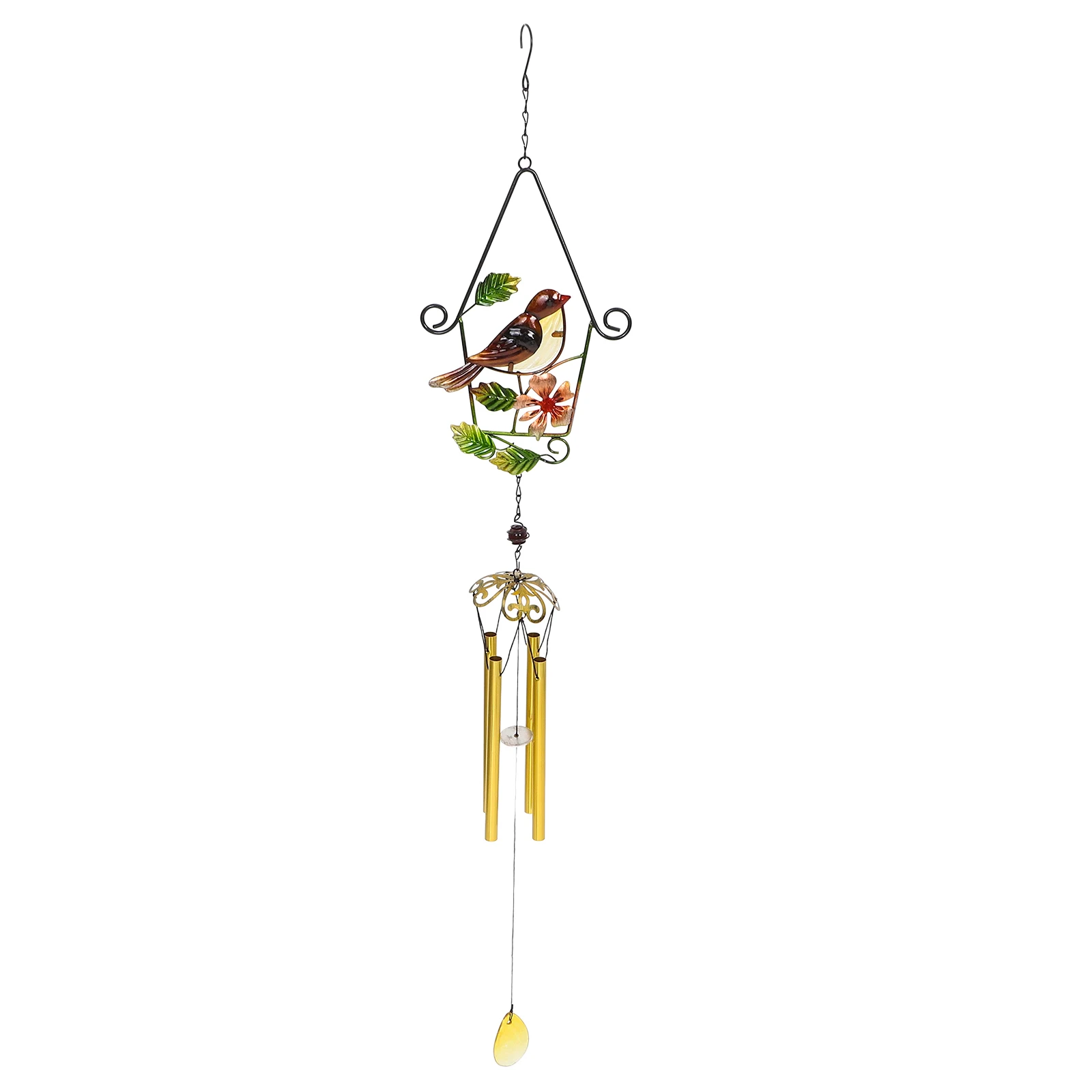 

Birdcage Wind Chime Iron Glass Hanging Decoration for Garden Balcony Outdoor Durability Small Wind Chime Pendant Vintage