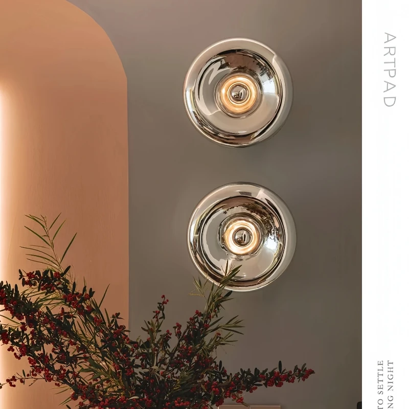 Bauhaus Rotundity Electroplating Aluminium Wall Lamp Nordic Designer Creative Living Room Restaurant Bedroom Bedside LED Sconces