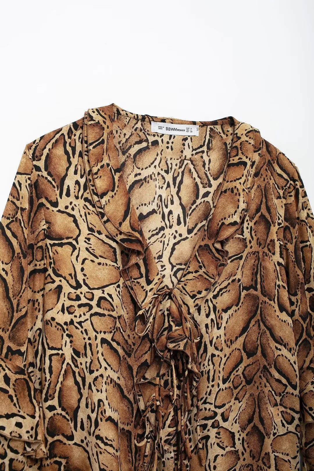 2024 Autumn New Product Women\'s Clothing European And American Style Leopard Print Casual Print V-Neck Loose Long Sleeved Shirt