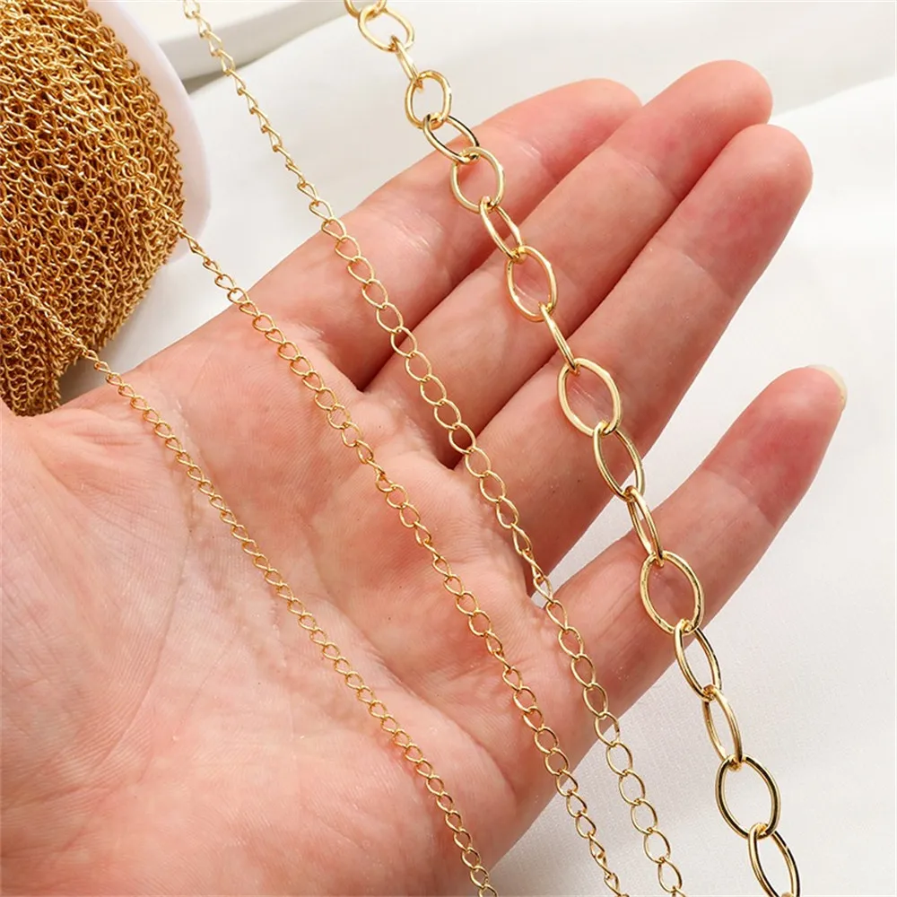 14K Gold Ponytail Chain Chain Loose Chain Handmade Diy Bracelet Necklace Extended Chain Accessories L018 image 4