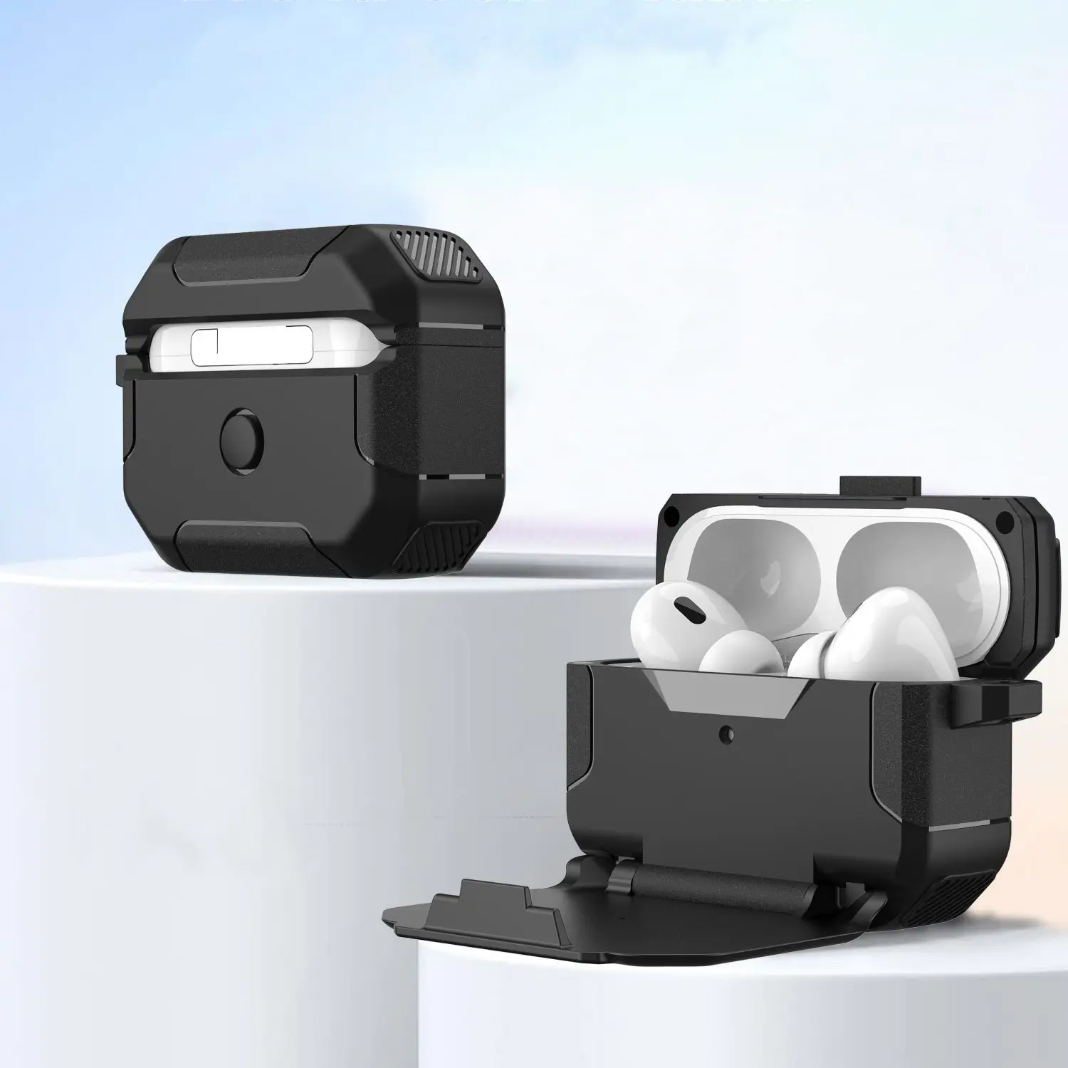 غطاء فاخر لأجهزة AirPods Pro 2 2022 2023 حافظة سماعة الاذن لأجهزة AirPods 3 2 1 Pro حافظات واقية لأجهزة AirPods Pro2 مع حامل هاتف