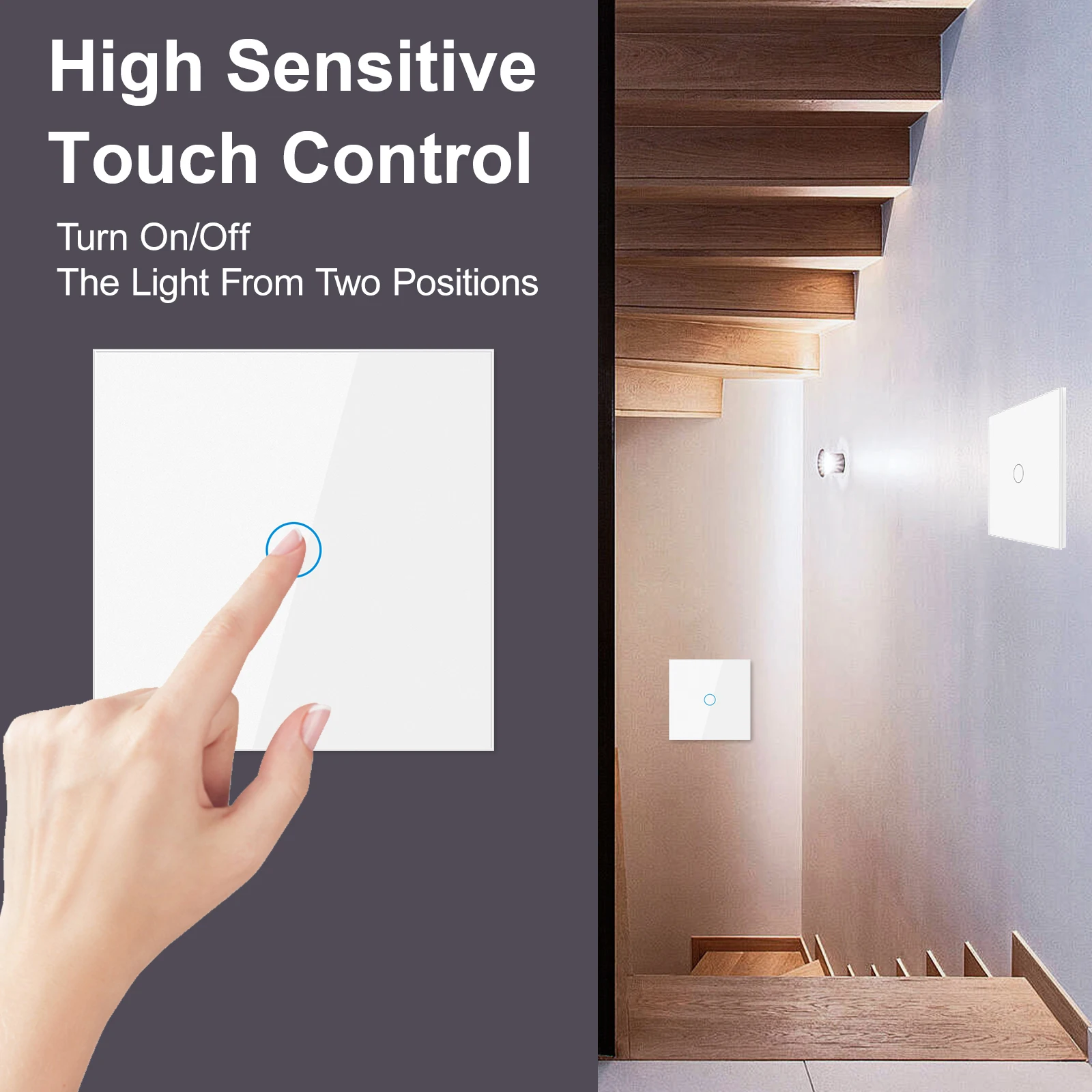 LOUYSGEN Wifi Smart Touch Switch  Wall Light Switch 1Gang 2Gang 2Way Neutral Wire Glass Tuya APP Compatible Smart Life Alexa