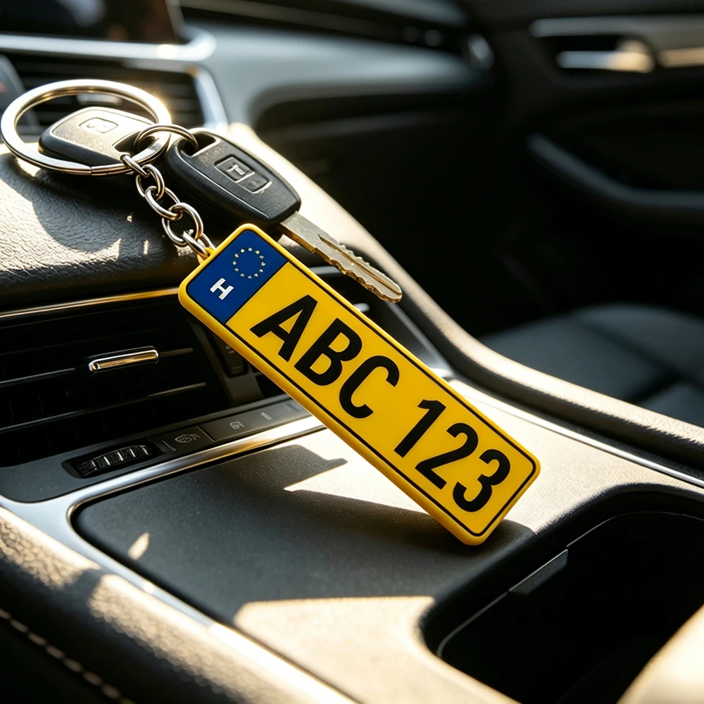 Personalized Acrylic License Plate Keychain Custom Name Number Date Key Ring Vehicle Tag Pendants Anti-Lost Gifts for Men Women view 5