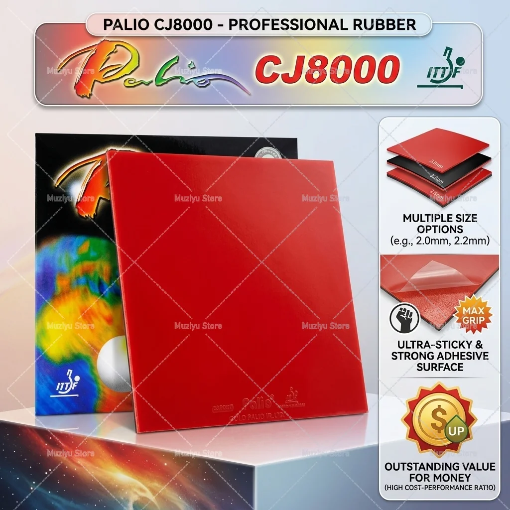 Original  Palio CJ8000 Sticky Table Tennis Rubber Pips-In Palio CJ8000  2.2mm Ping Pong Sponge Racket Coverings ITTF Approved