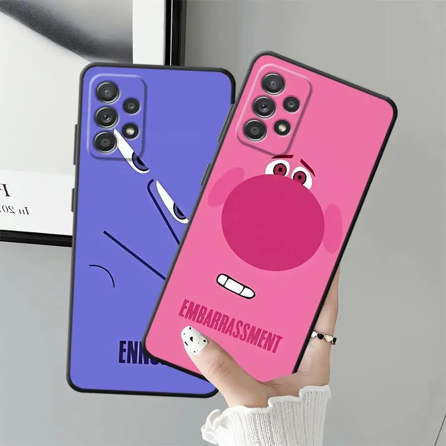 Disneys Inside Out Funda de dibujos animados para Samsung Galaxy A41 A35 A32 A51 A73 A36 A22 A52 A24 A55 A23 A53 A25 A71 A26 A72 Negro Suave