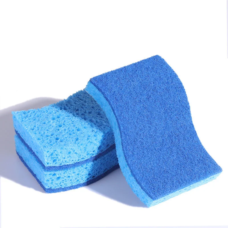 2/5/10Pcs Dishwashing Pad Oil-resistant Double-sided Cleaning Sponge Reusable Safe Wood Cotton Pulp Tools Kitchen Accessories