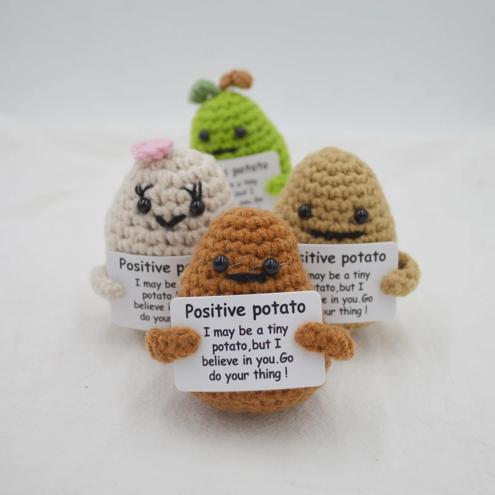 Fun Positive Potato Cute Wool Knitted Doll Positive Card Positive Affirmation Card Fun Knitted Bell