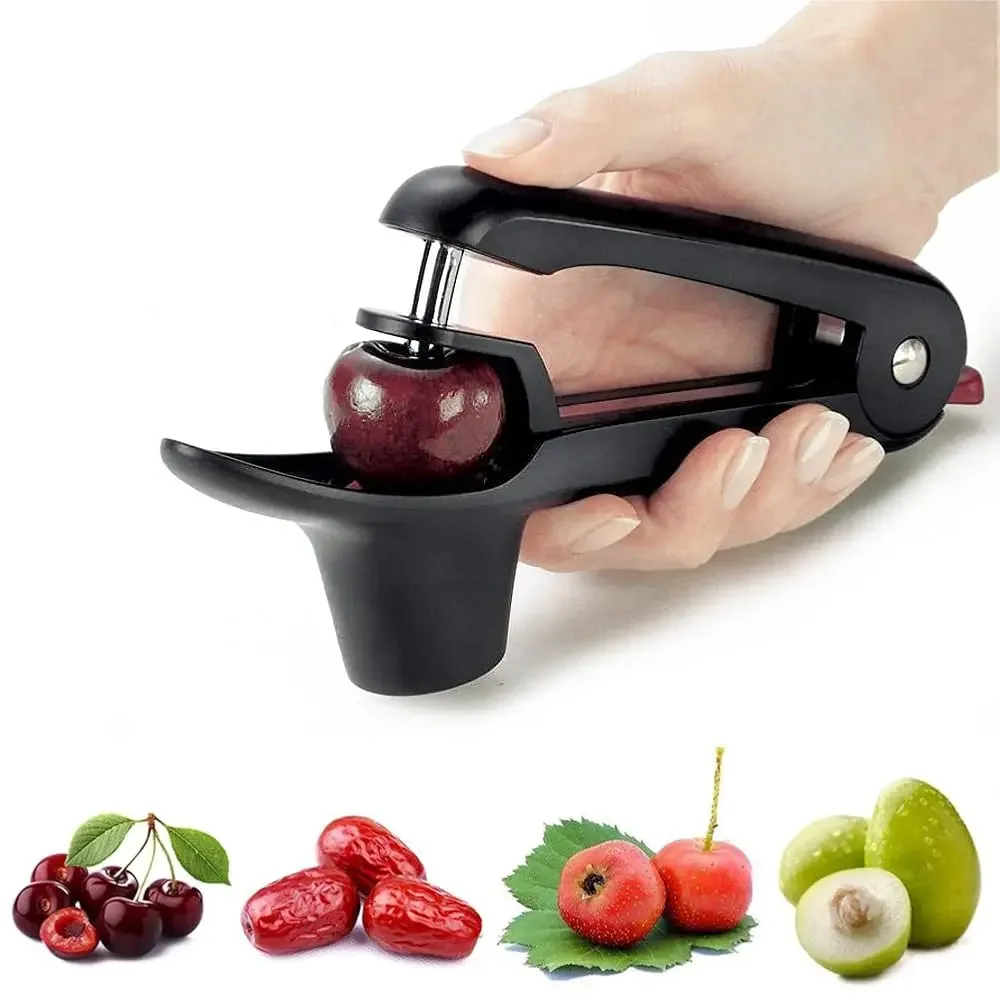 Herramienta para deshuesar cerezas y aceitunas, deshuesador manual, utensilio de cocina, color negro
