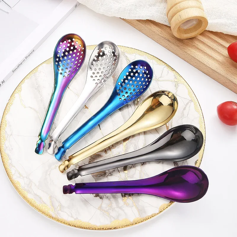 

Kitchen Gadgets Creative Stainless Steel Slotted Spoon Acrylic Molecular Cuisine Caviar Spoon Useful Multifunction Home