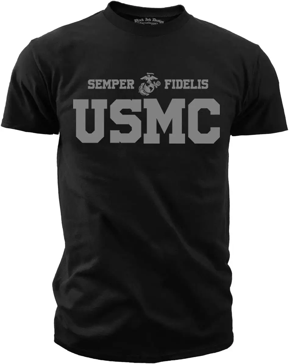 7.62 Design USMC Marines P/T Military Men's Black Ink T-Shirt