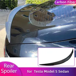 Full Carbon Fiber Car Rear Trunk Spoiler Wings for Tesla Model S Sedan 4-Door 2014-2023 Auto Racing Rear Spoiler Boot Wing Lip