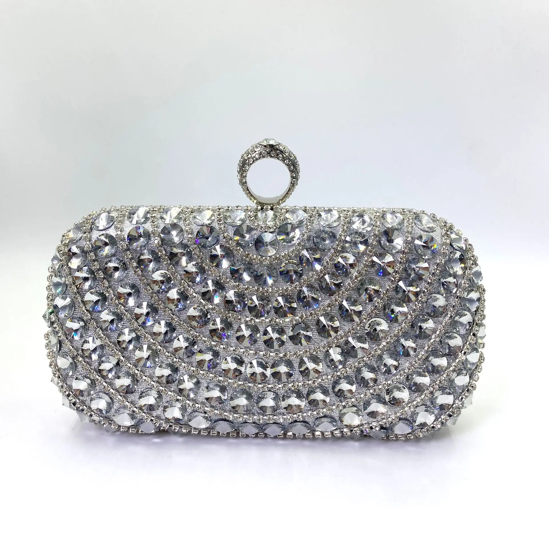 Silver Women Rhinestone Evening Bag Diamond Party Bag Luxury Designer Handbags Wedding Bride Clutch Purse Elegant Crossbody Bag