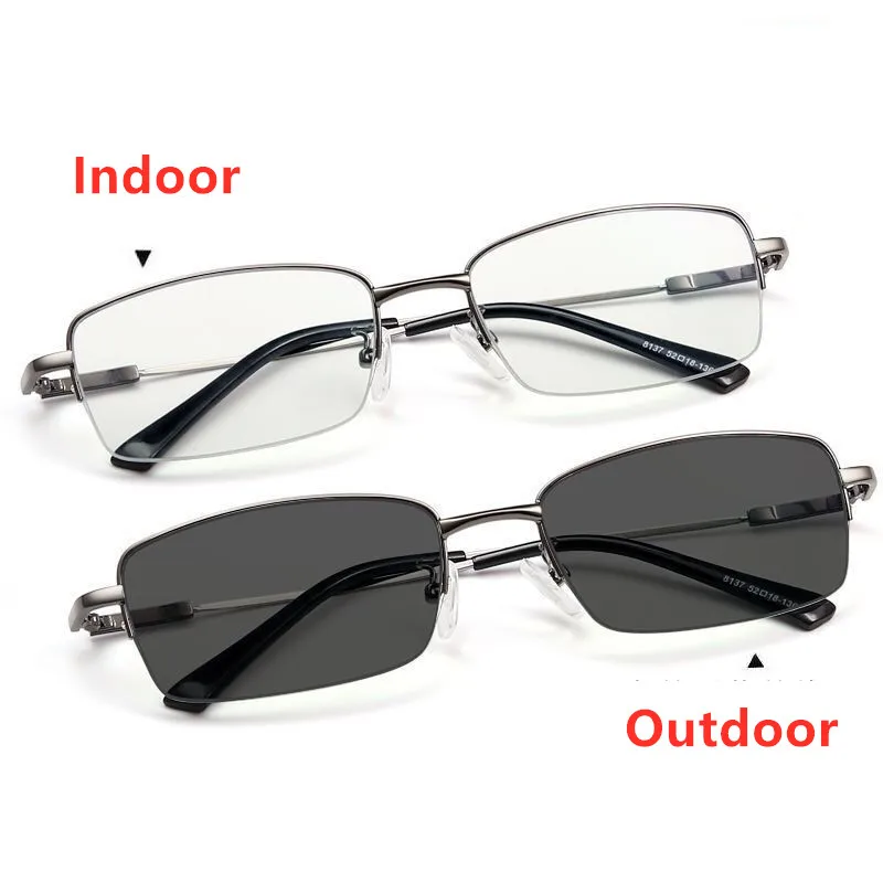 Speicher Titan legierung Sonnen übergang photo chrome progressive Lesebrille Männer Anti-Blaulicht multifokale Presbyopie Brille – Detail 6