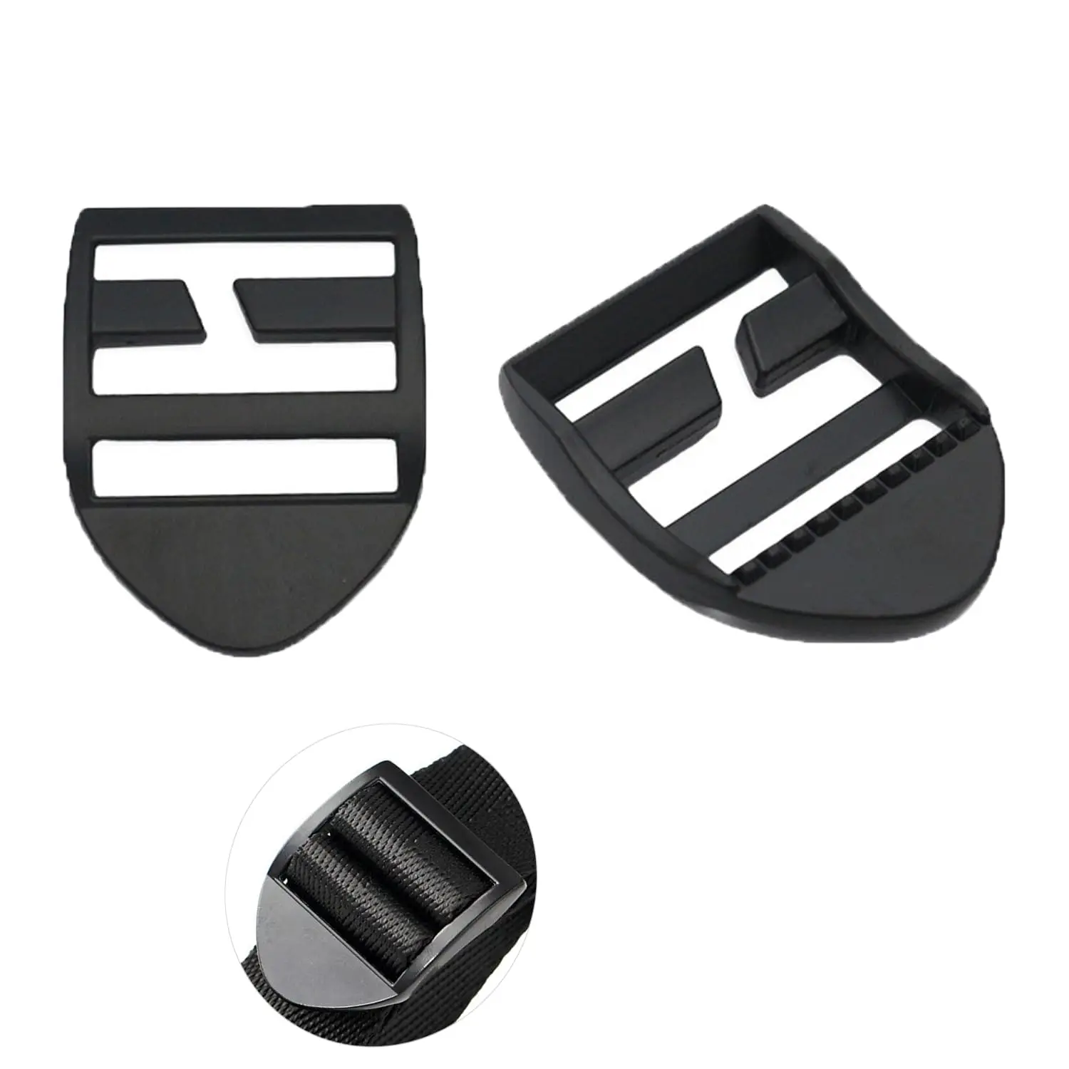 2-piece metal adjustment buckle oblique mouth dumb black inner diameter 2.5CM backpack shoulder strap sliding buckle outdoor