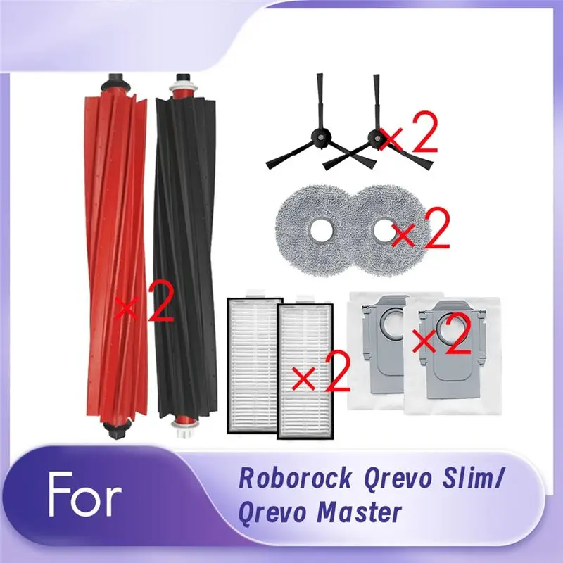 

N10R-10Pcs For Roborock Qrevo Slim/Qrevo Master Sweeping Robot Main Side Brush Mop Filter Set Cleaner Parts Replacement