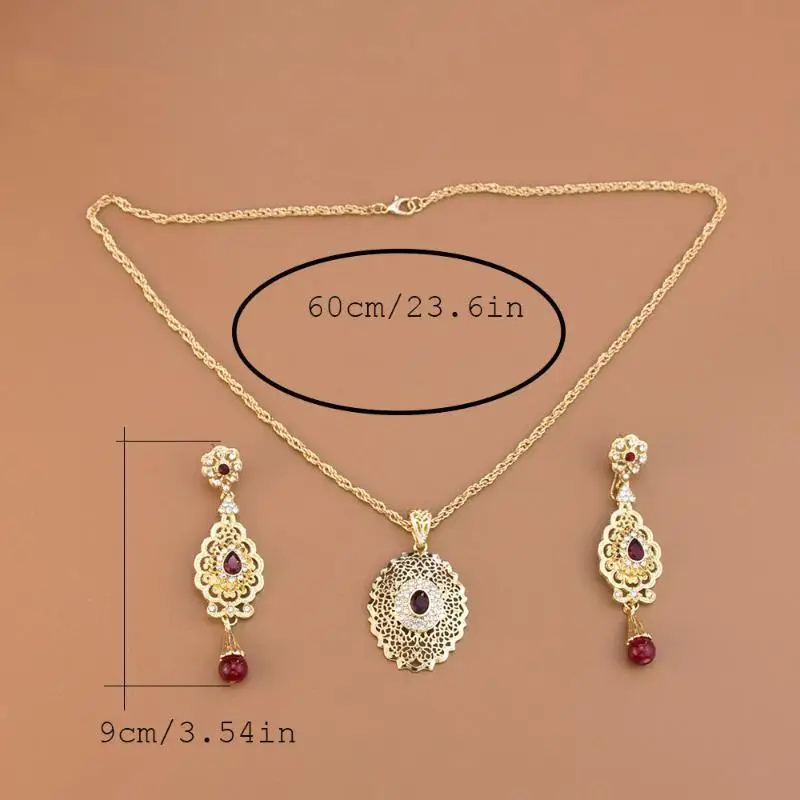 Luxurious Moroccan Vintage Jewelry Set for Women Necklace Earrings 2PCS Set Hypoallergenic for Party Holiday Daily Wear
