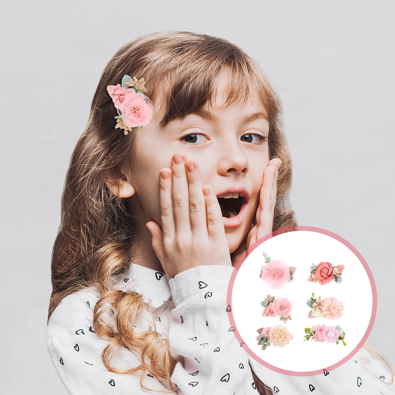 

6 Pcs Hair Clips for Women Thick Flower Hairpin Girl Accessories Girls Ribbon Toddler