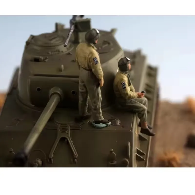 Model w skali 1:72, 2 sztuki, figurka kapitana amerykańskich wojsk pancernych, zabawki do samodzielnego montażu, akcesoria do scen, kolekcja ekspozycyjna dla fanów.