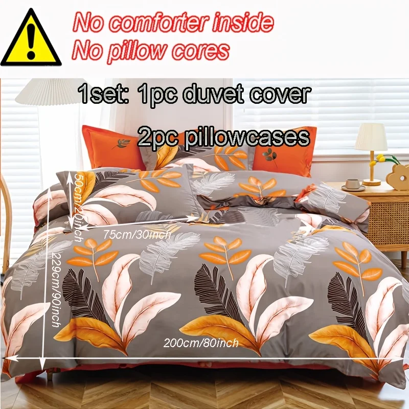 Floral Print Duvet Cover Set No Filling Bedding Sets Queen Size For Bedroom Dormitory Decor Minimalist Botanical Motif Style
