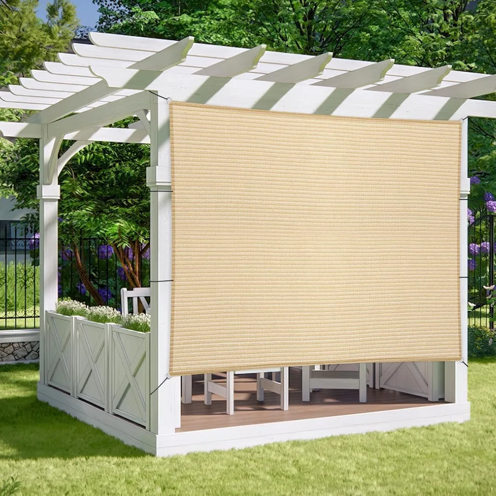 

5 x 7 футов Бежевый солнцезащитный козырек с прямыми краями, УФ-блокировка и водопроницаемый навес для патио, сада, заднего двора, двора и улицы