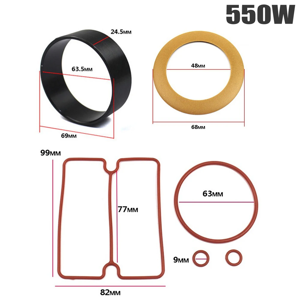 6pcs set Pump Piston Ring Oil-Mute Air Compressor Cylinder Gasket Kits Replacement For 550 750 1100 1500W Pneumatic Parts