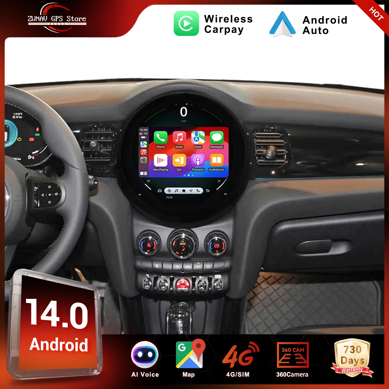 Carplay Android 14.0 For BMW Mini 2020-2023 Car Multimedia Player GPS Navigation AUTO Radio Video Stereo Head Unit DSP