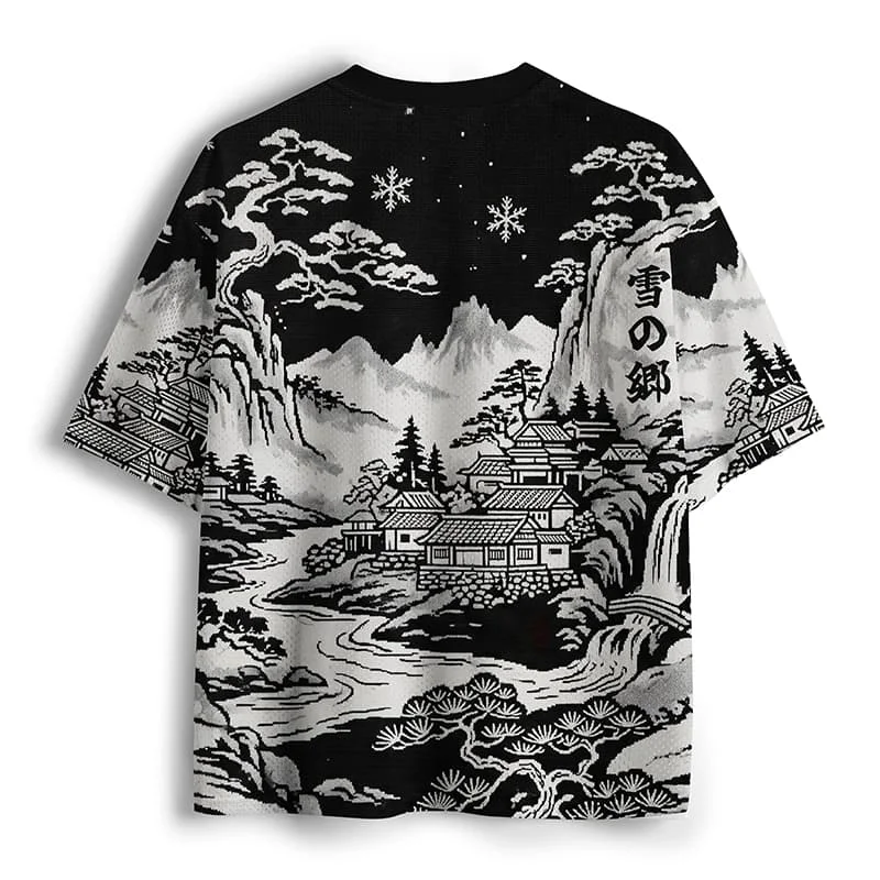 2026 Popular V-neck Mesh T-shirt with Fun Printed Short Sleeved T-shirt, Retro Streetwear, Loose Oversized Sports Mesh T-shirt