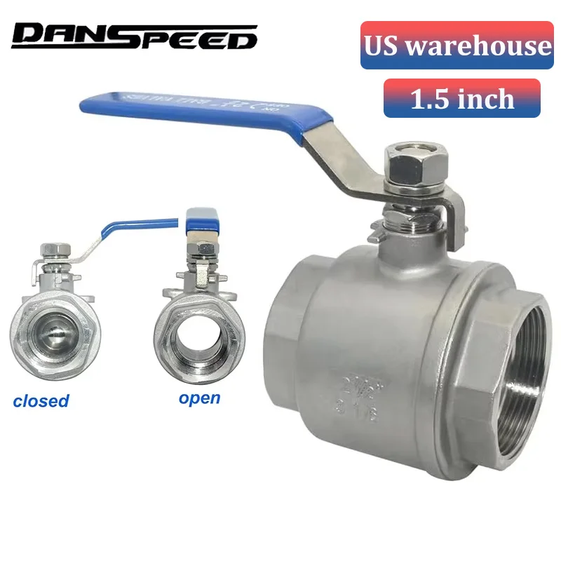 

DAN SPEED 1-1/2 "NPT Женский SS316 Полнопортовый шаровой клапан из нержавеющей стали Виниловая ручка WOG1000 Клапан с виниловой ручкой 1,5 дюйма Клапаны