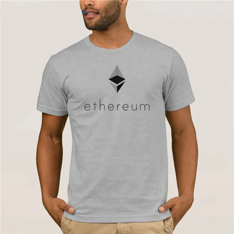 Men\'s casual fashion 100% Cotton T shirt round neck cool  man\'s Ethereum Original ETH logo Summer Mens T Shirt