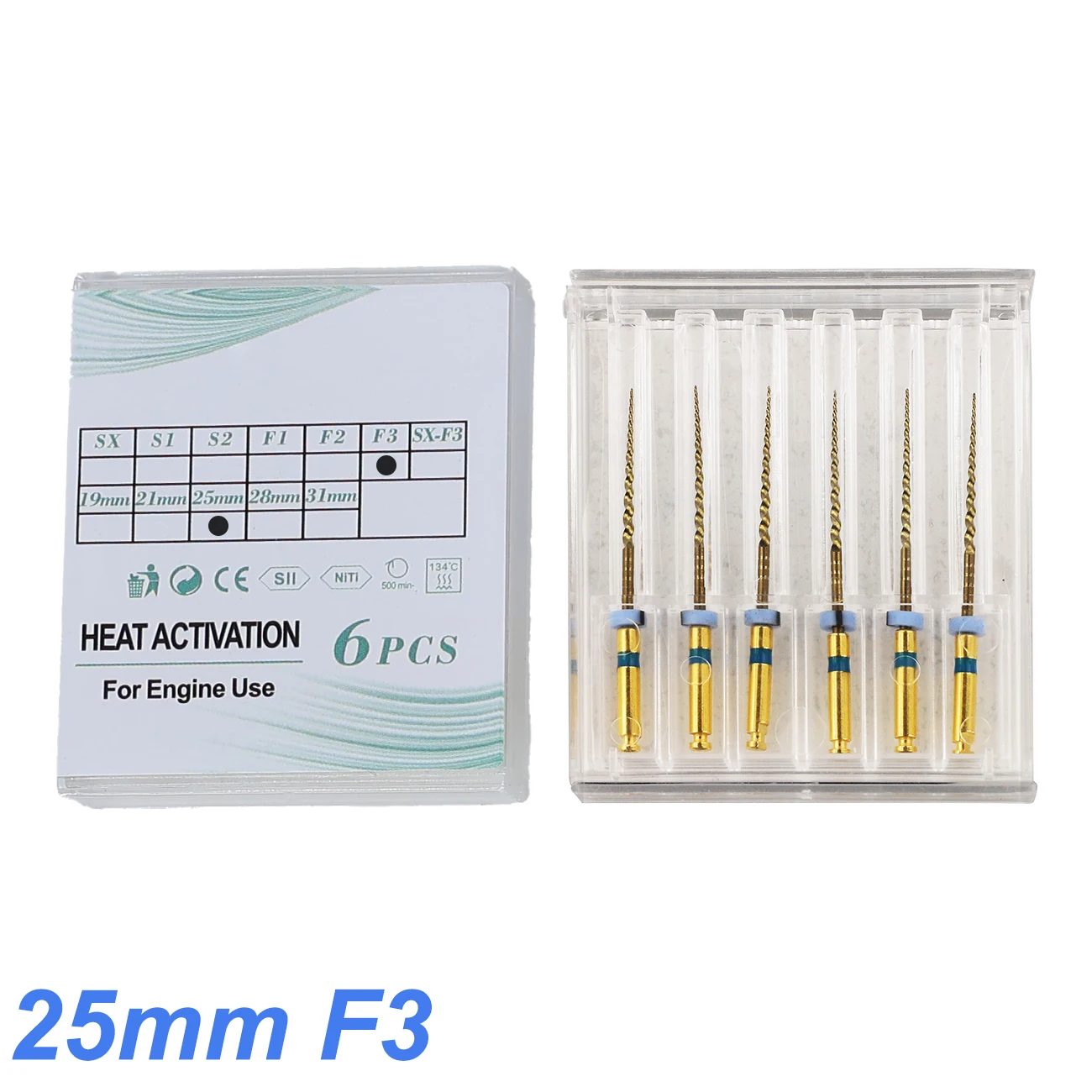 TJDent 6pcs/Box 25mm Dental Endodontic Files Gold Endo File Root Canal Heat Activated Rotary File NITI Instrument Dentistry Tool view 4