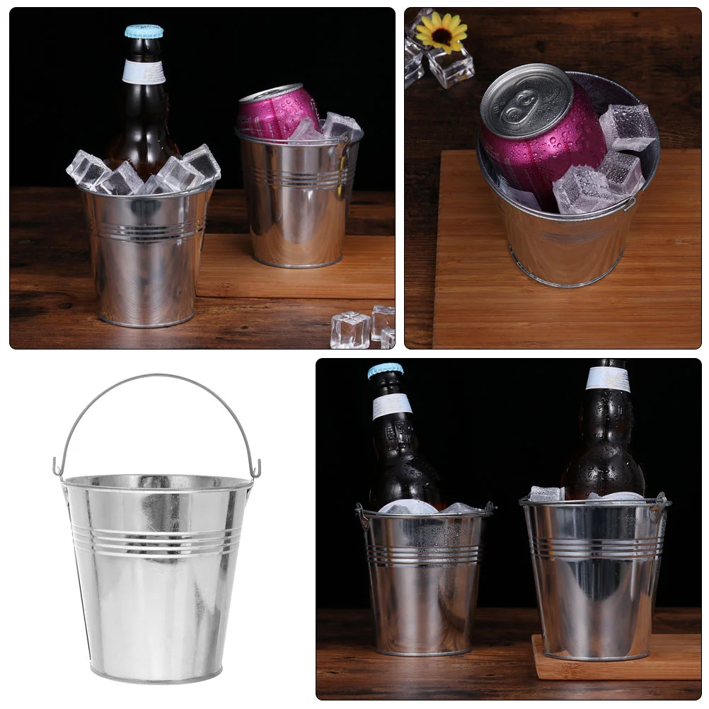 Mini Metal Buckets Small Tin Pails Ice Cubes Bucket French Fries Holder Food Container Snack Storage Cookie Bars Kitchen Dining