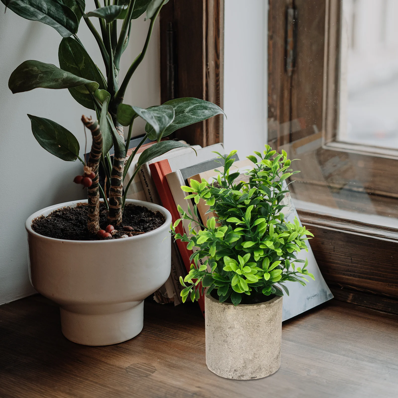 

1Pcs Simulation Green Plant Fake Potted Bonsai Desktop Adornment Artificial Small Faux Plant Decor for Living Room Dining Table