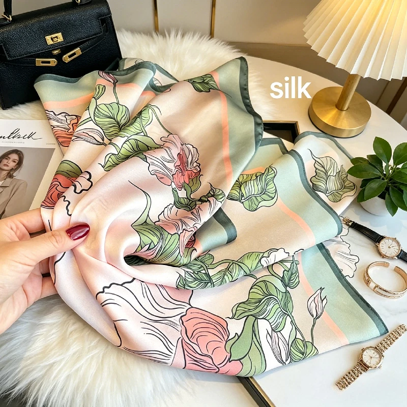 Women'S Retro Bags - وشاح حريري مربع 70 سم بنمط