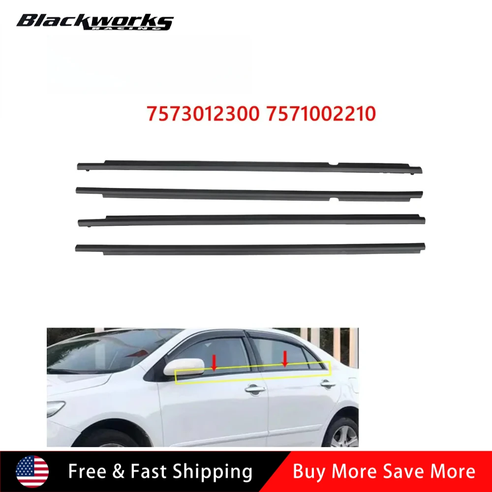 

7573012300 7571002210 4 шт. уплотнитель для окна, молдинг задней двери, уплотнительные ленты для ремня для Toyota Corolla 2009-2012