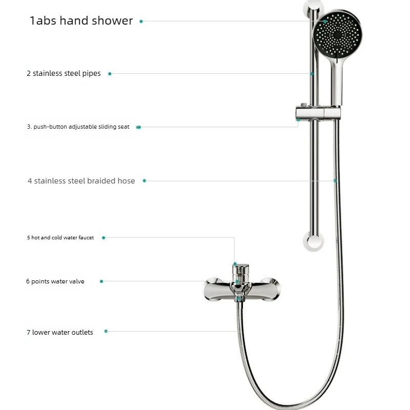 

Double Handle Solid Brass Shower Faucet, Hot & Cold Bathroom Mixer Tap, Wear-Resistant Ceramic Valve for Wall Mount