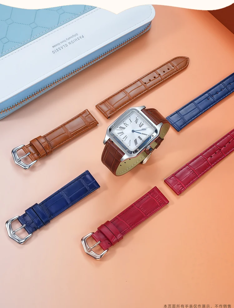 15mm 17mm 18mm 20mm Quick Release Genuine Cowhide Leather Watch Strap For Cartier Santos Dumont Tank London series Unisex