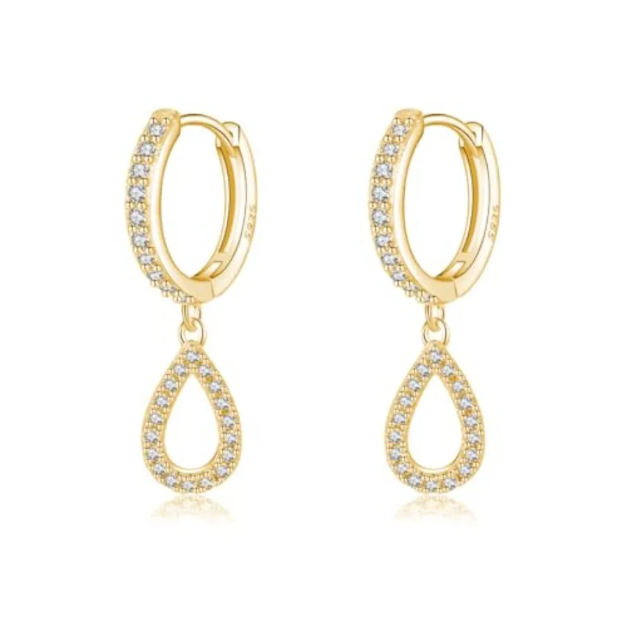 

925 Sterling Silver Small Teardrop Hoop Earrings for Women Teens CZ Hoop Earrings Dangle Waterdrop Hoop Earrings