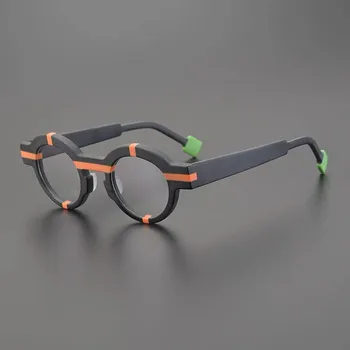 The new round frosted glasses frame thick frame acetate myopia glasses frame can be equipped with degrees.