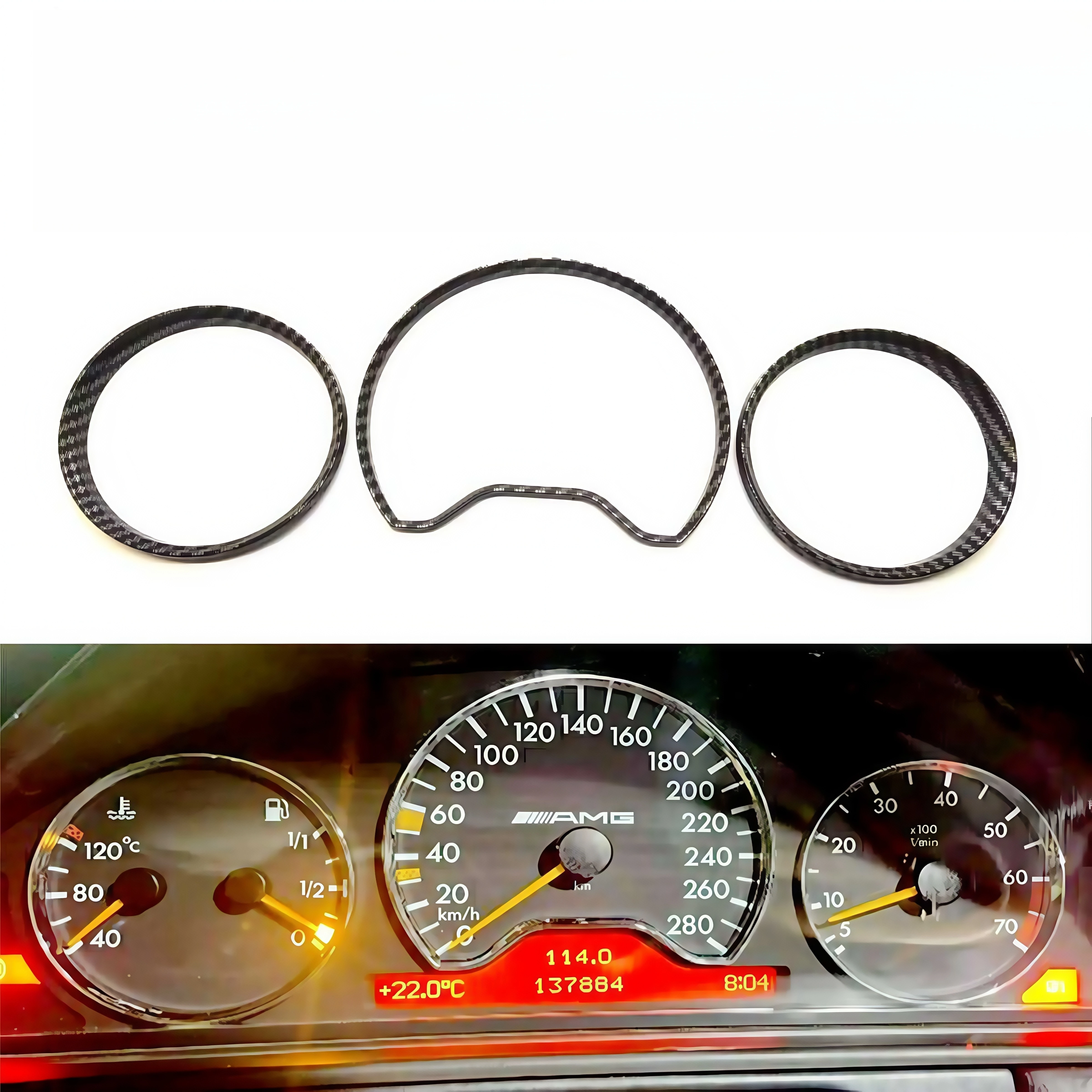 

Car Accessories Carbon Fiber Style Speedometer Gauge Dial Ring Instrument Panel Ring fit For Mercedes Benz W210 95-99 E Class
