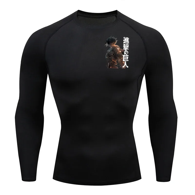 

Men's Compression Shirt Eren Yeager Combat State Graphic Sports Quick Drying Gym T-shirt Fitness Sweatshirt Elastic Top T-shirt