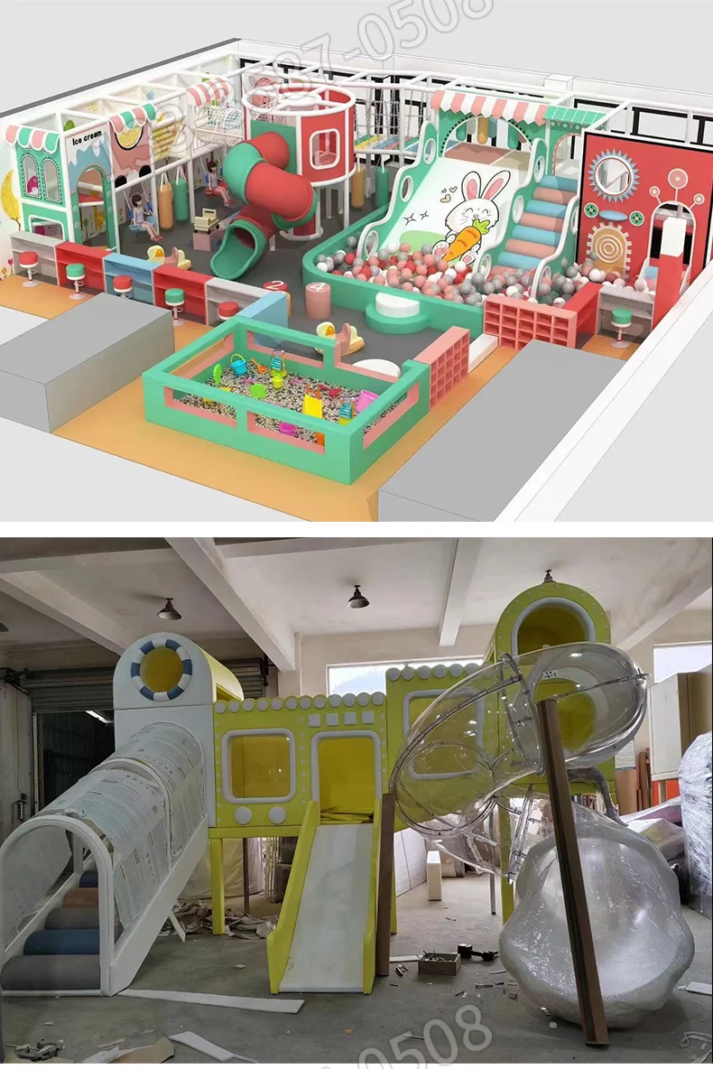 Naughty Fort Paradise para niños, equipo de parque infantil grande y pequeño, tobogán de jardín de infantes para educación temprana en interiores, trampolín Facil