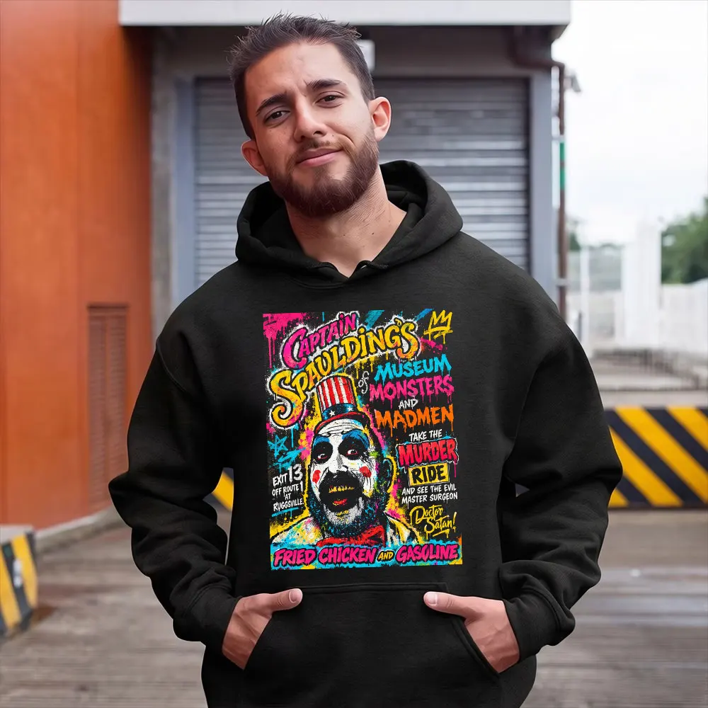 House Of 1000 Corpses Horror Movie Hoodie Black Fleece Captain Spaulding Halloween Graphic Hooded Pullover Streetwear