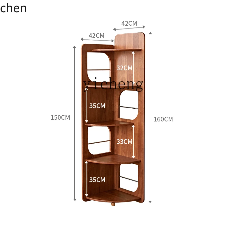 YFY  New Pavilion Corner Storage Rack Solid Wood Triangle Cabinet Small Apartment Living Room Corner Display Shelf